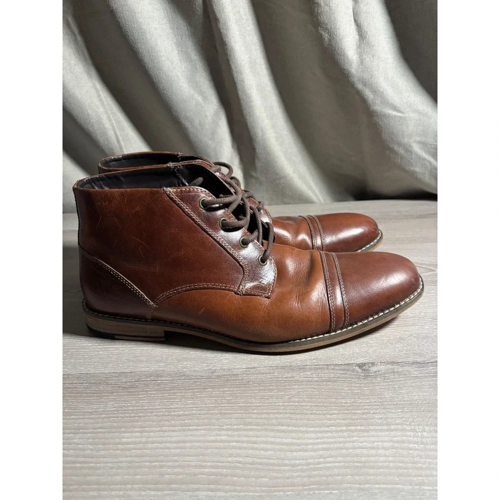 Steve Madden Mens 13 Kirve Brown Leather Cap Toe Chukka Boots Heritage Business